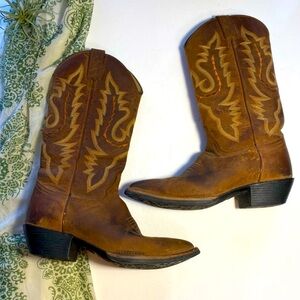 Justin Western Leather Pull On Cowboy Boots L4966